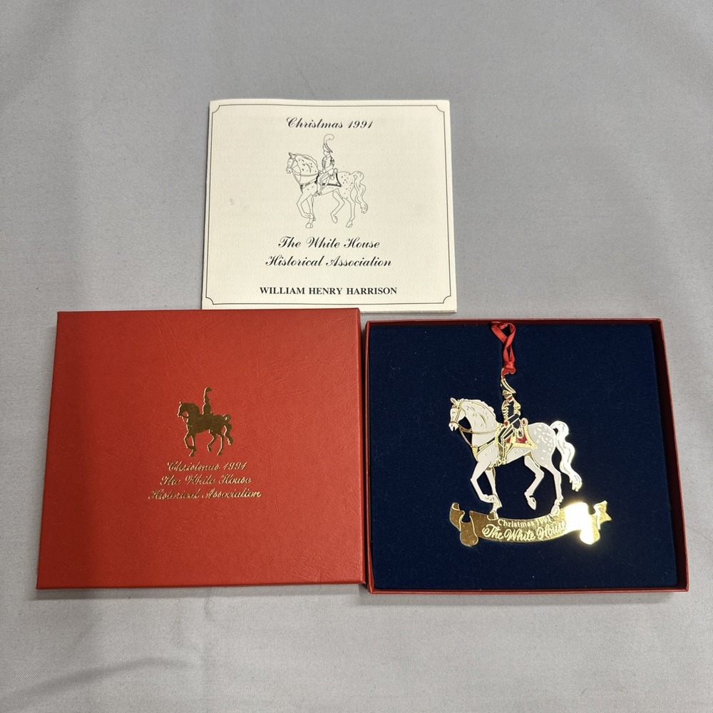 White House Historical Association 1991 Christmas Ornament Certificate & Box